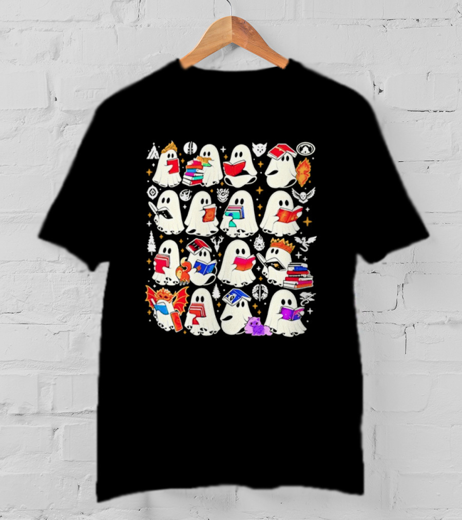 Ghosts Reading Books Halloween Costume Party T-Shirt