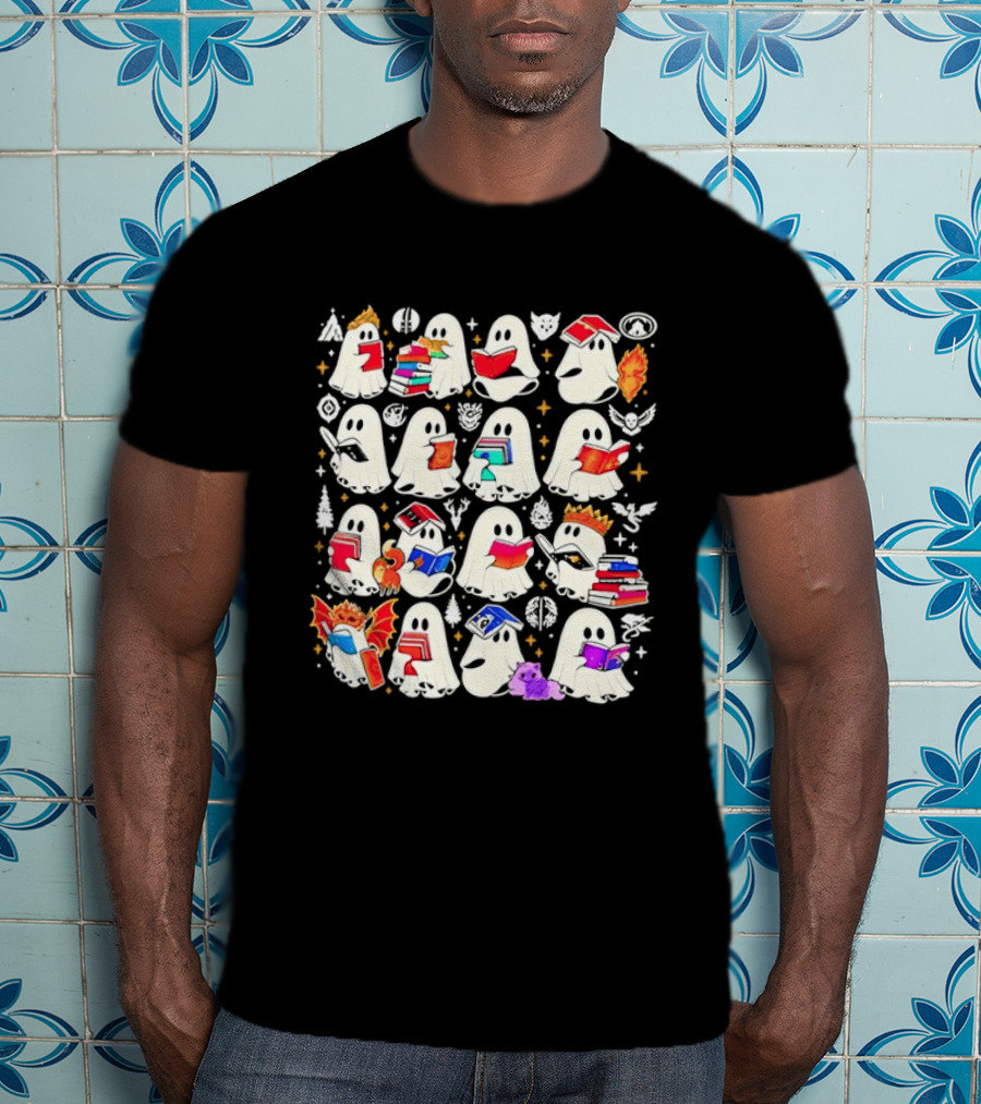 Ghosts Reading Books Halloween Costume Party T-Shirt