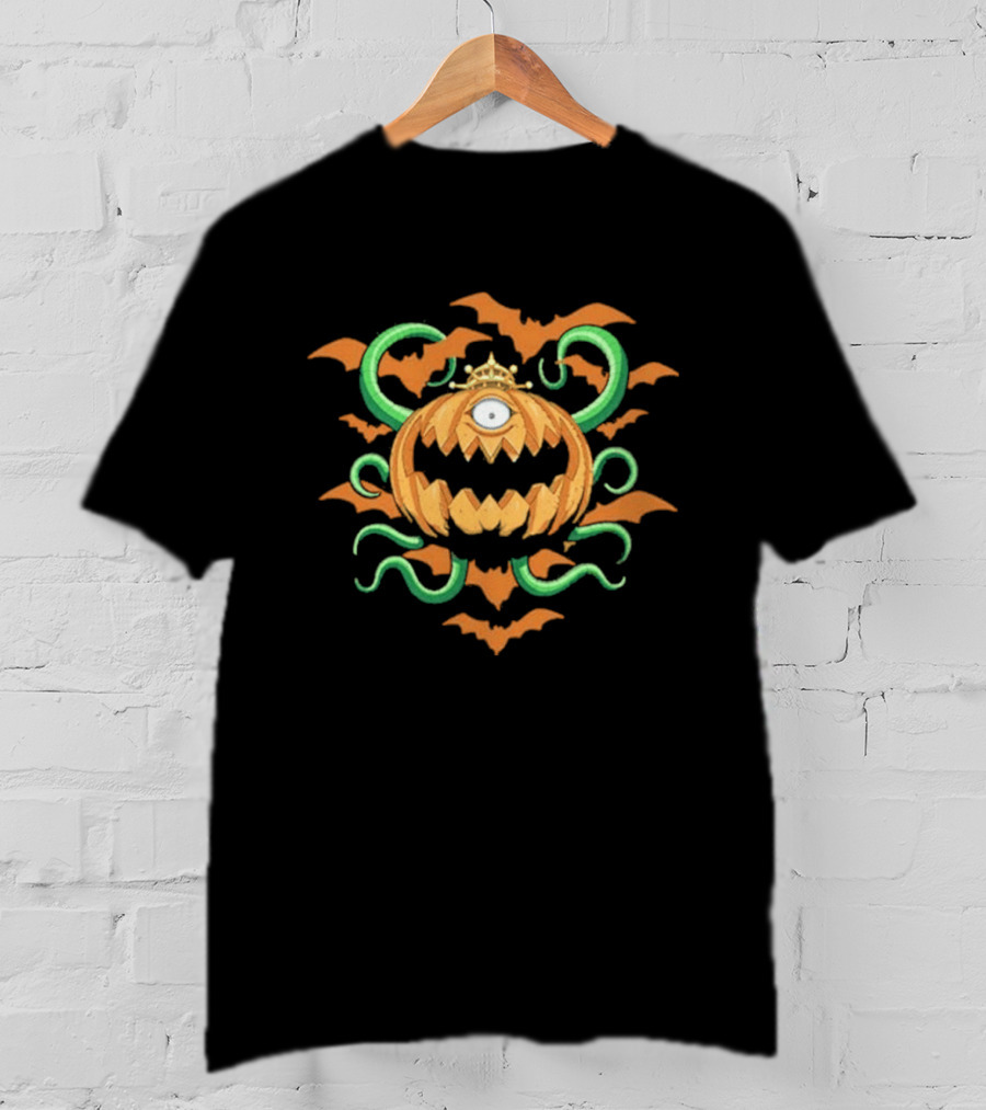 Pumpking The King Of Ghosts Halloween Jack O' Lantern Bat Wreath T-Shirt