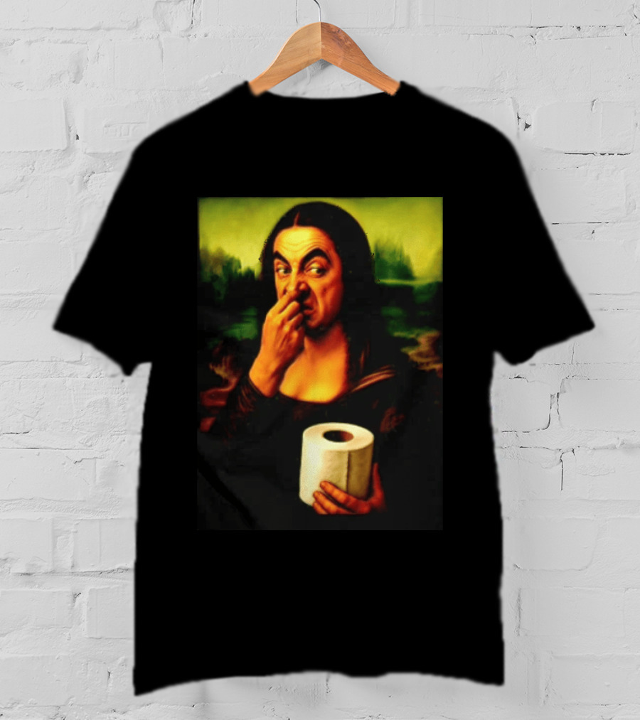 Rowan Atkinson Mona Lisa Nose Picking Toilet Roll Holding T-Shirt
