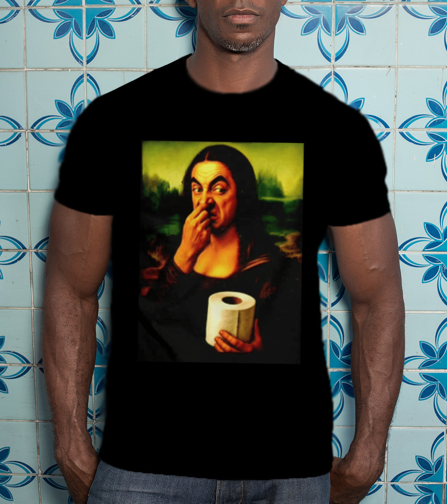 Rowan Atkinson Mona Lisa Nose Picking Toilet Roll Holding T-Shirt