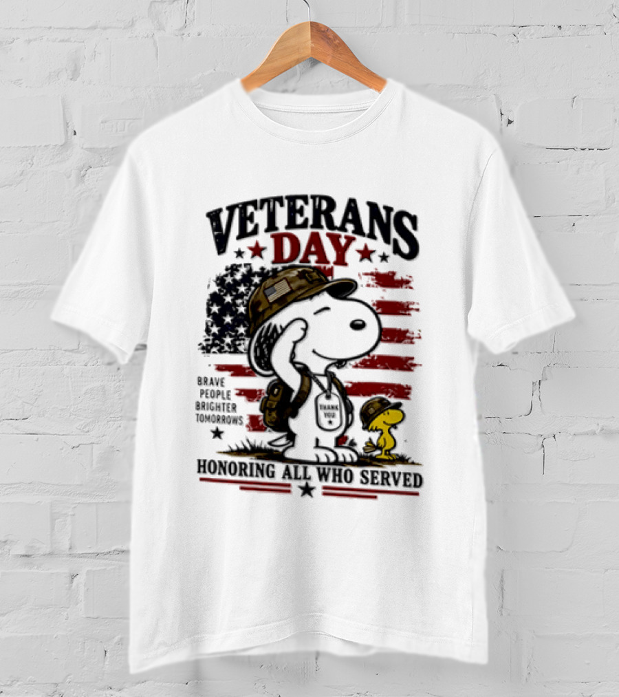 Snoopy Woodstock Veterans Day Some Gave All Peanuts Always Remember T-Shirt