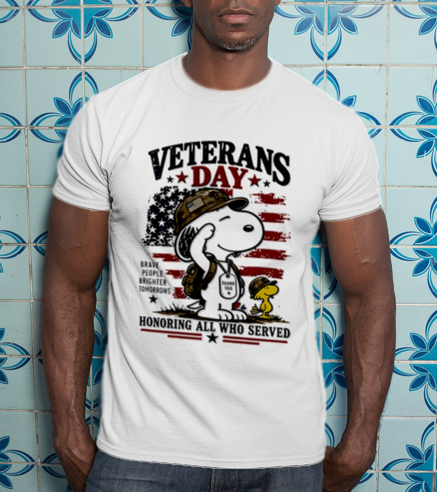Snoopy Woodstock Veterans Day Some Gave All Peanuts Always Remember T-Shirt