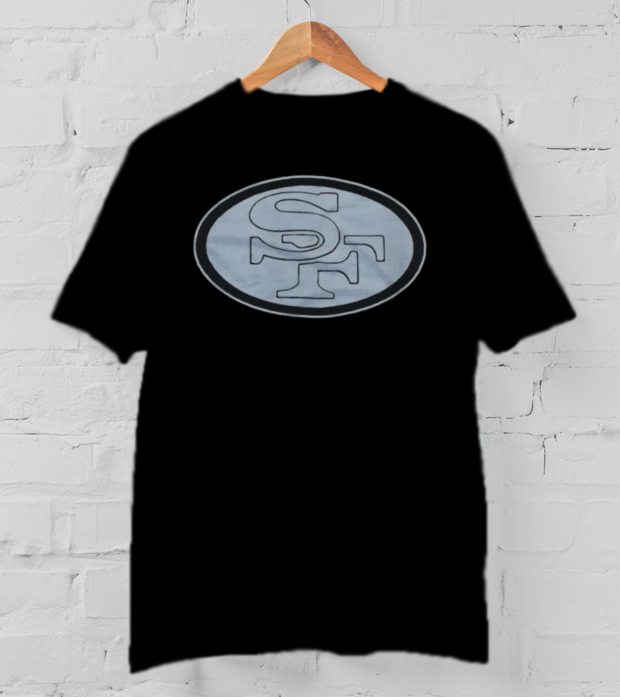 San Francisco 49ers SF Black Football Oval T-Shirt