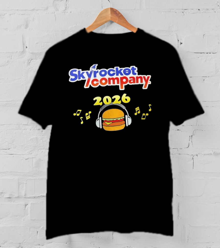 Skyrocket Company 2026 Burger Headphones Musical Notes T-Shirt