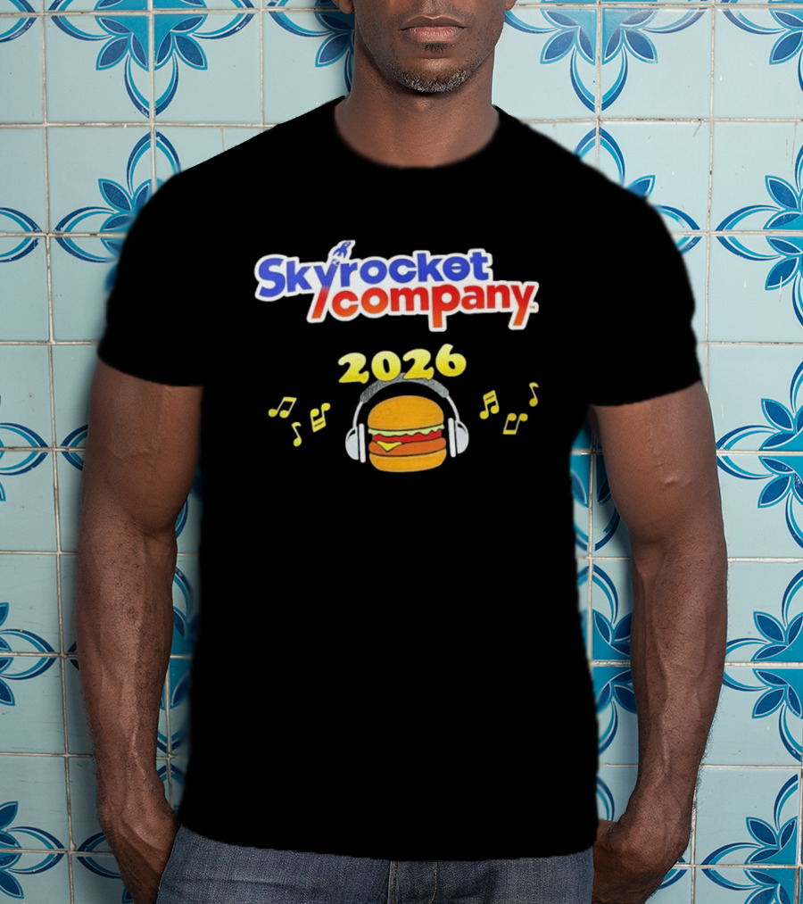 Skyrocket Company 2026 Burger Headphones Musical Notes T-Shirt