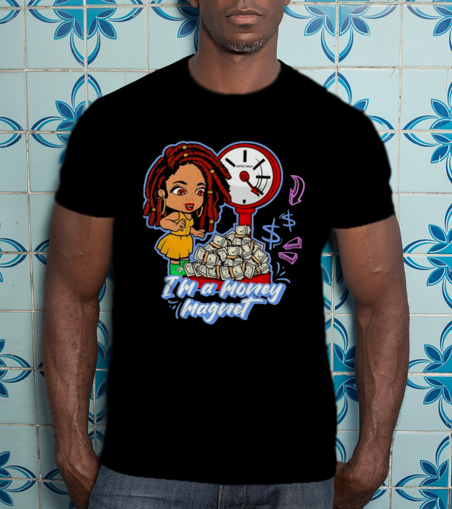 I'm A Money Magnet Hustle Skillz Wealth Mindset Cartoon Woman With Cash T-Shirt