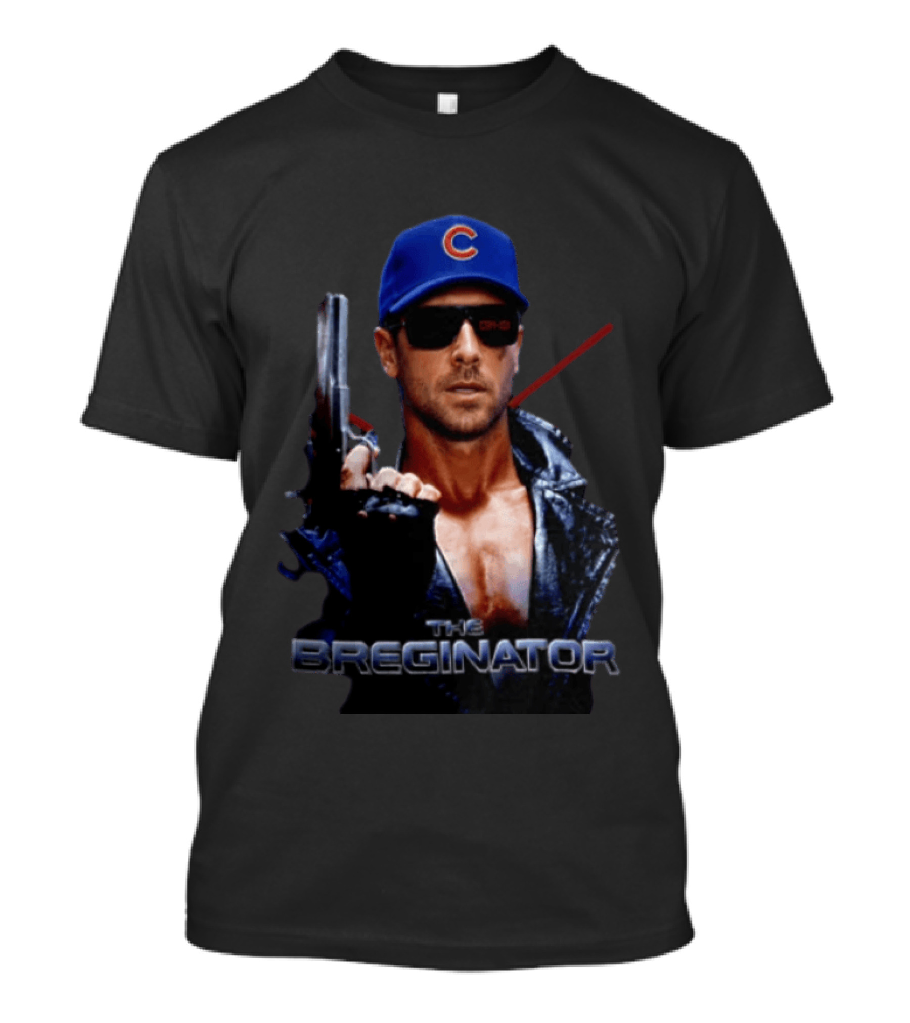 The Breginator Terminator Chicago Cubs Sunglasses Holding Gun T-Shirt