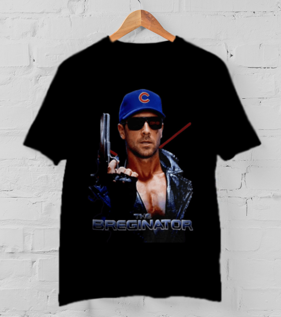 The Breginator Terminator Chicago Cubs Sunglasses Holding Gun T-Shirt