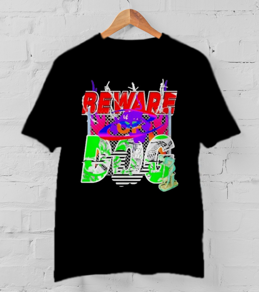 Beware Of Dog Streetwear Urban Graffiti Chain Link Fence T-Shirt