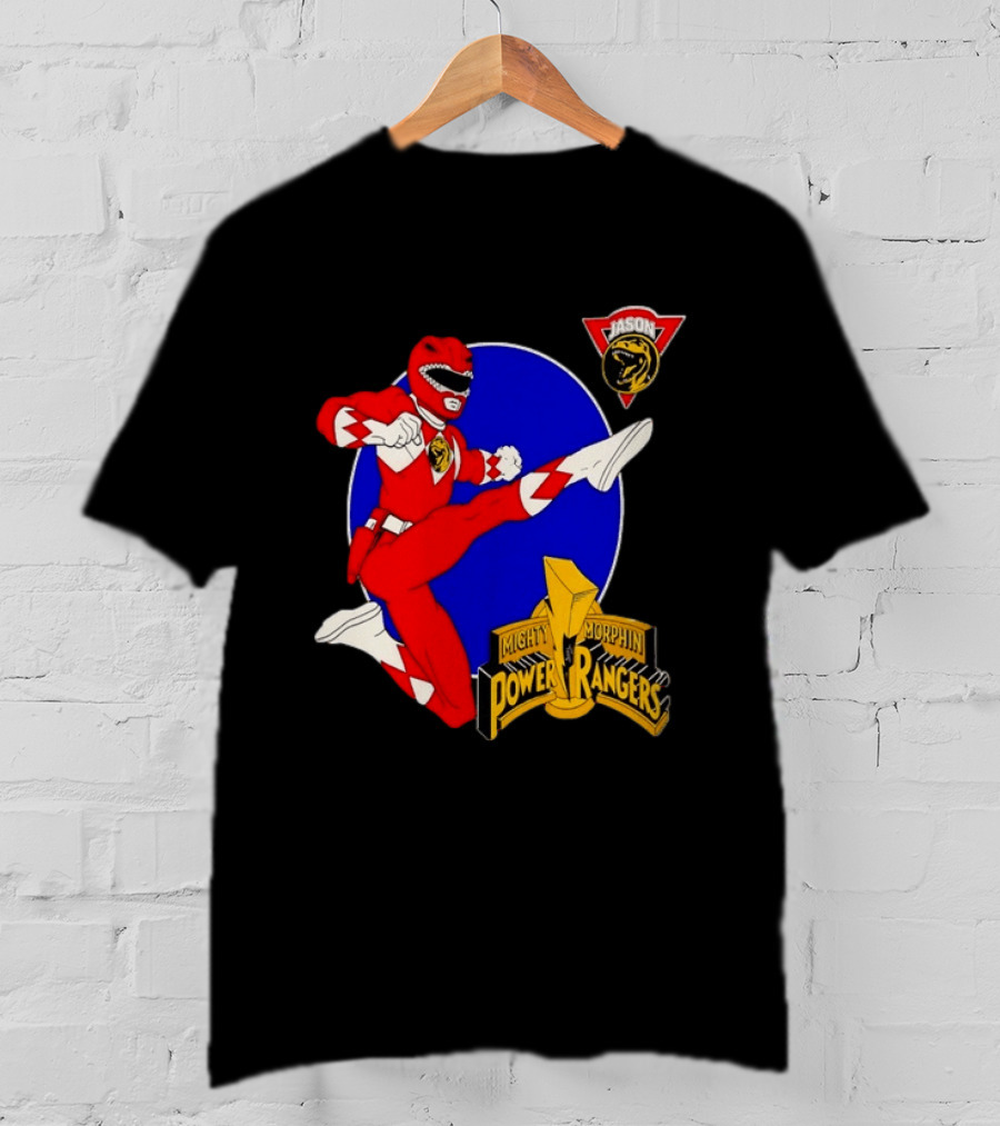 Jason Red Ranger Mighty Morphin Power Rangers Iconic Kick Pose Lion T-Shirt