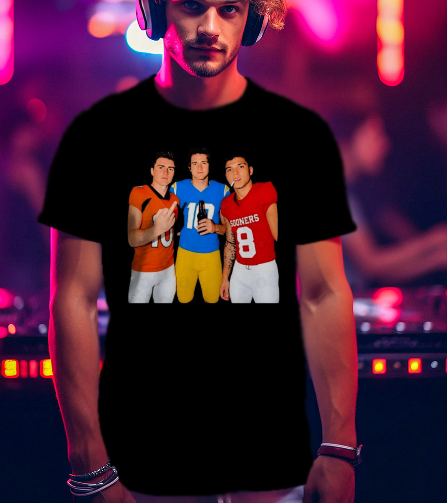 Bo Nix Justin Herbert Dillon Gabriel Football Players Gesture And Cigarette T-Shirt