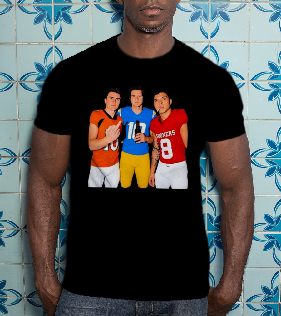Bo Nix Justin Herbert Dillon Gabriel Football Players Gesture And Cigarette T-Shirt