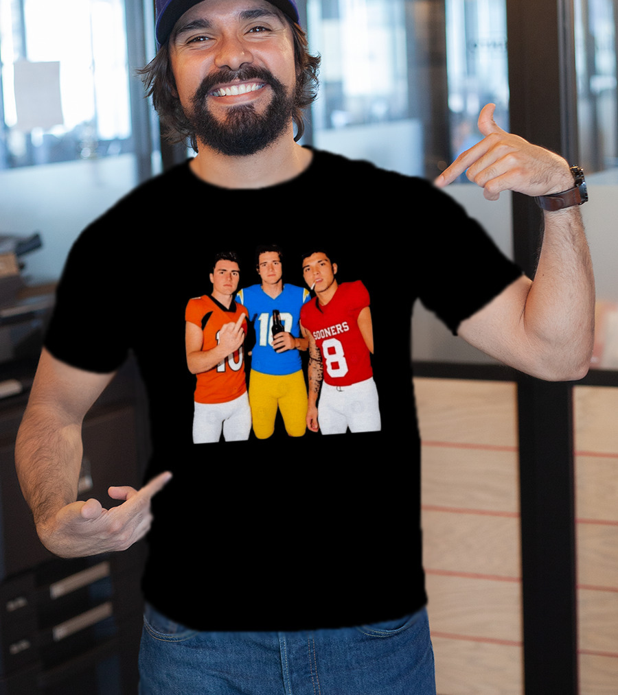 Bo Nix Justin Herbert Dillon Gabriel Football Players Gesture And Cigarette T-Shirt