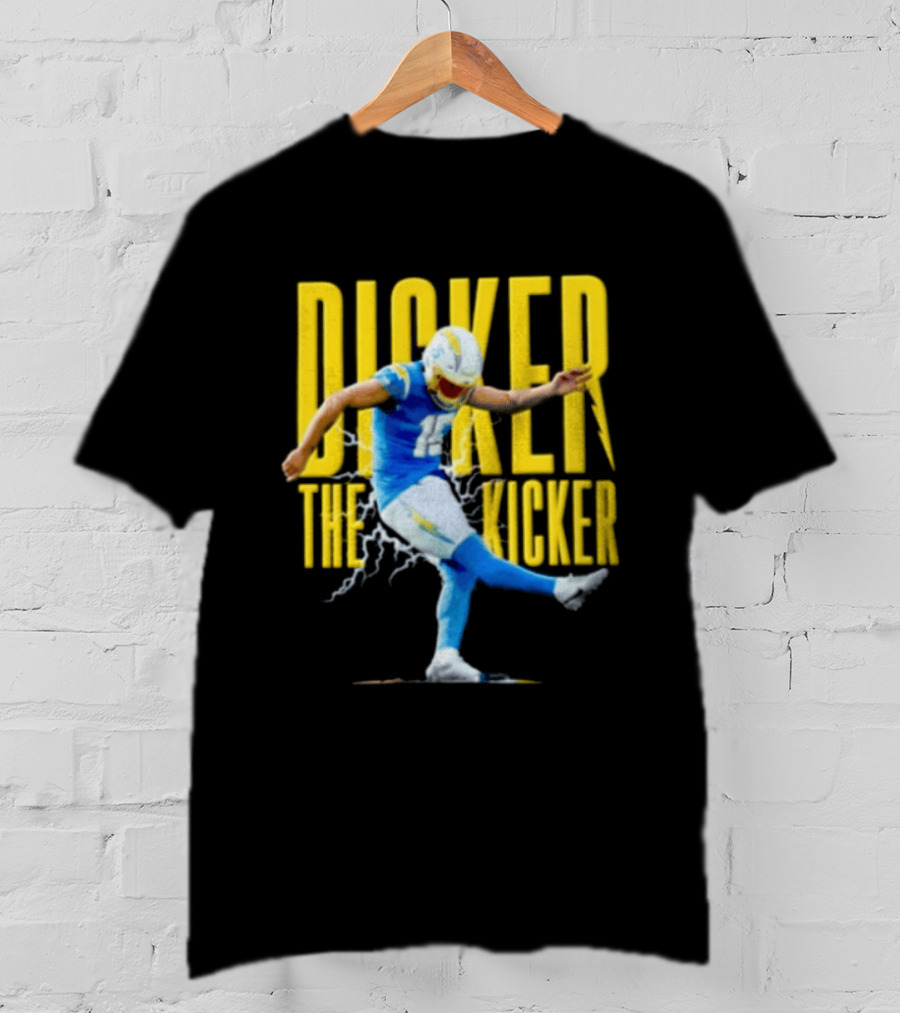 Cameron Dicker The Kicker Football Action Blue And Yellow T-Shirt
