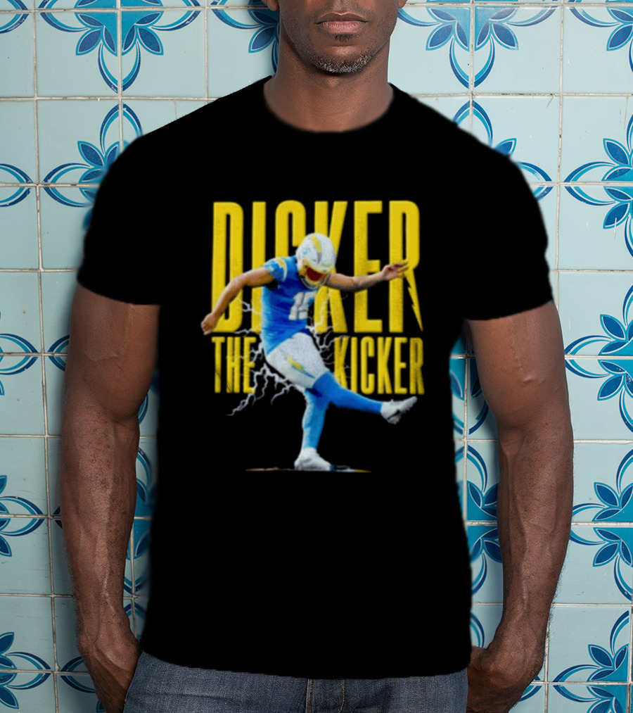 Cameron Dicker The Kicker Football Action Blue And Yellow T-Shirt