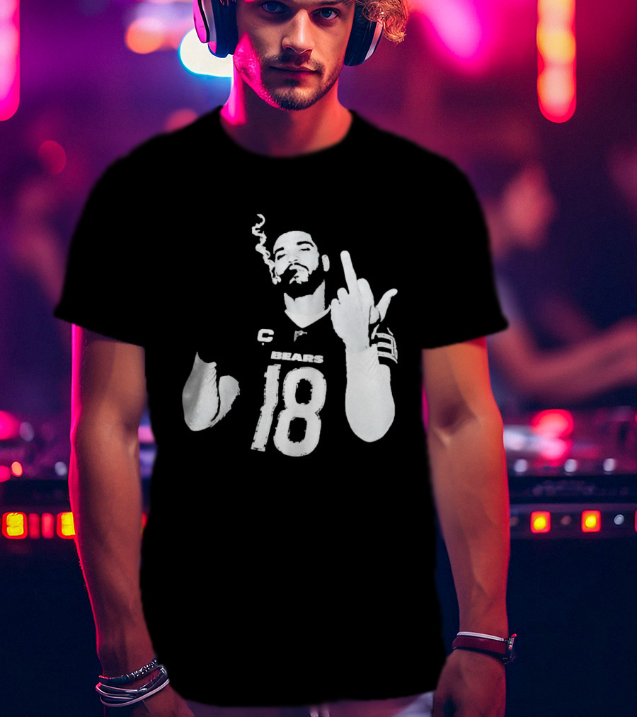 Chicago Bears 18 Player Cigar Beer Gesture Sports Fan T-Shirt