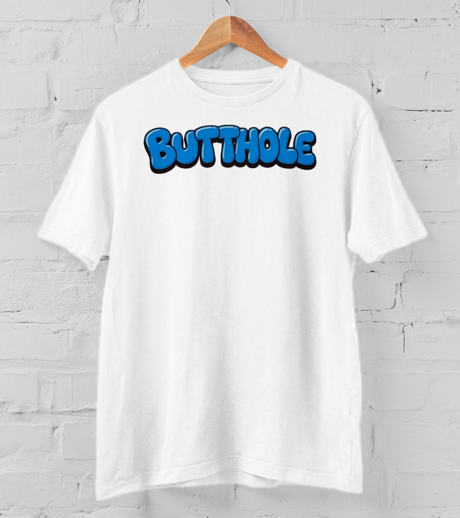 Butthole Bubble Letter Graffiti Blue T-Shirt