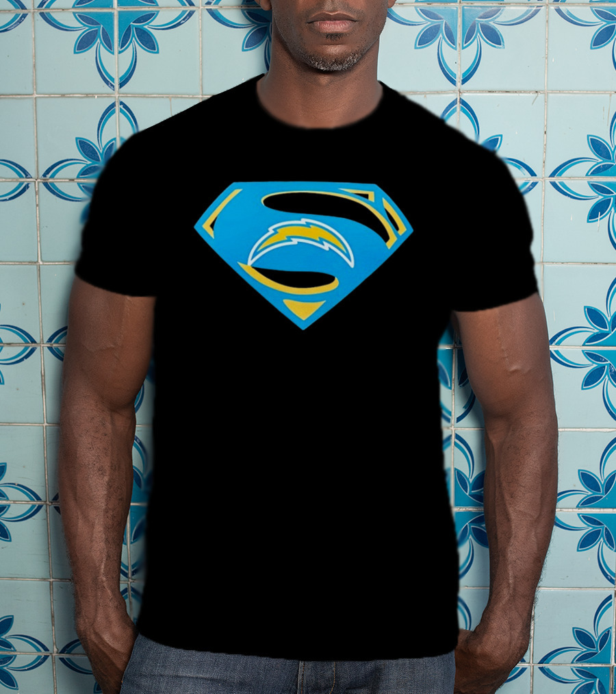 Los Angeles Chargers Superman Logo NFL Football Fan Gear T-Shirt