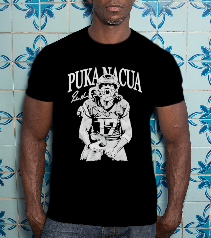 Los Angeles Rams Puka Nacua Number 17 NFL Player Signature T-Shirt