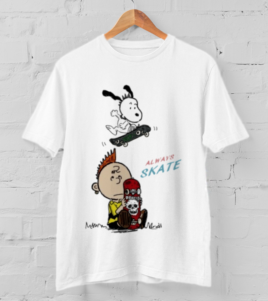 Charlie Brown Snoopy Always Skate NOFX Rancid T-Shirt