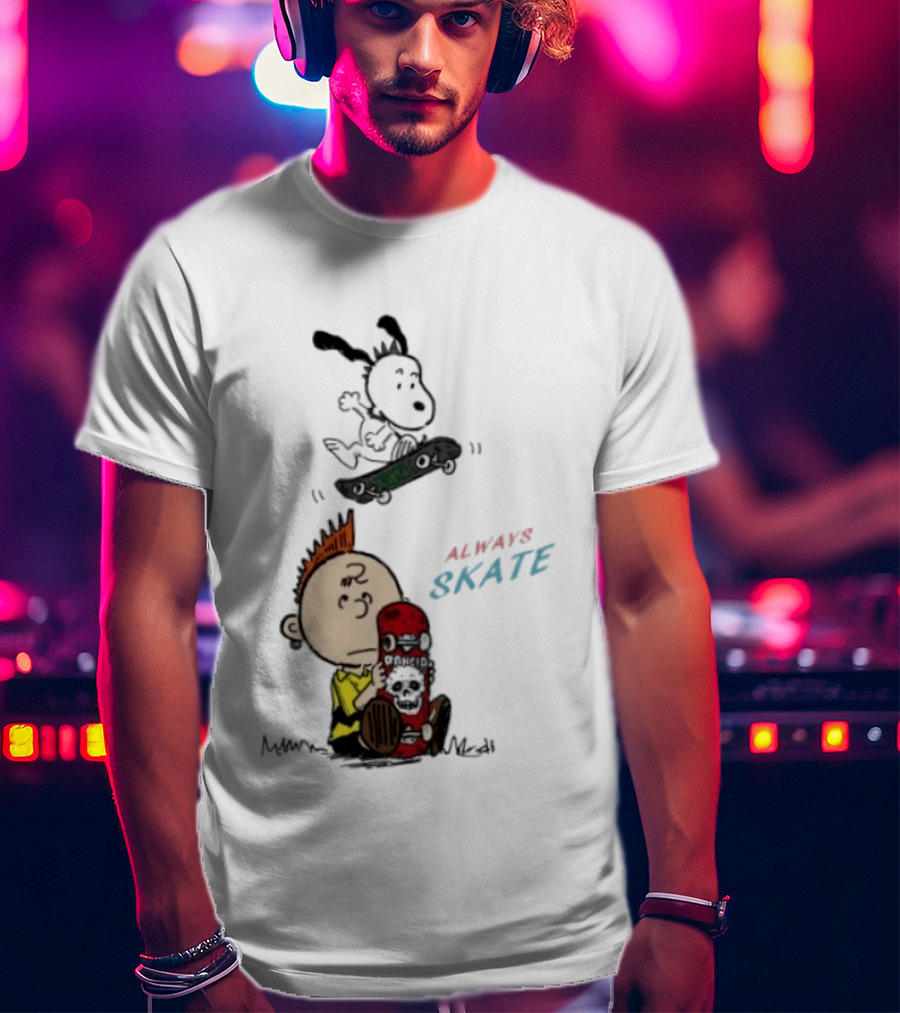 Charlie Brown Snoopy Always Skate NOFX Rancid T-Shirt