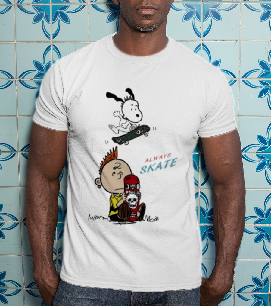 Charlie Brown Snoopy Always Skate NOFX Rancid T-Shirt
