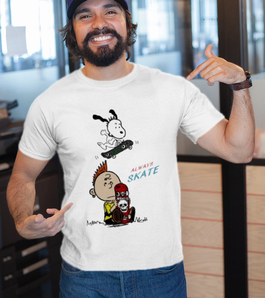 Charlie Brown Snoopy Always Skate NOFX Rancid T-Shirt