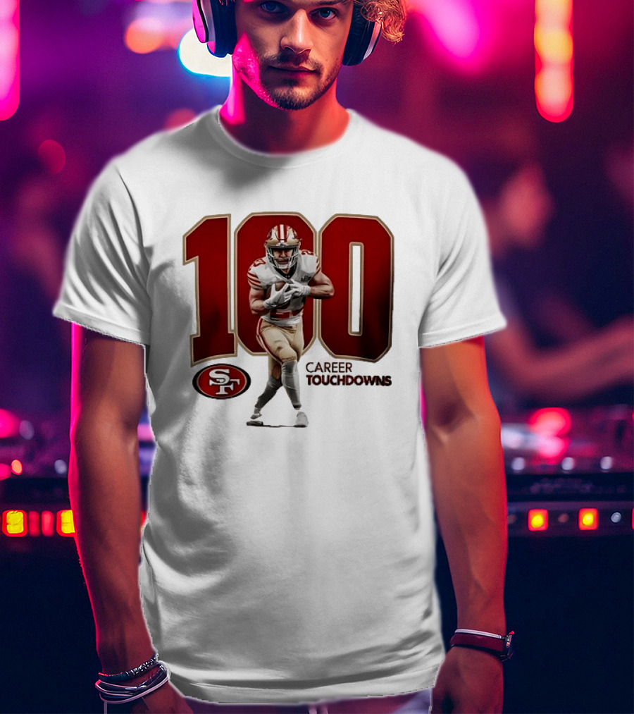 Christian McCaffrey 49ers 100 Career Touchdowns T-Shirt
