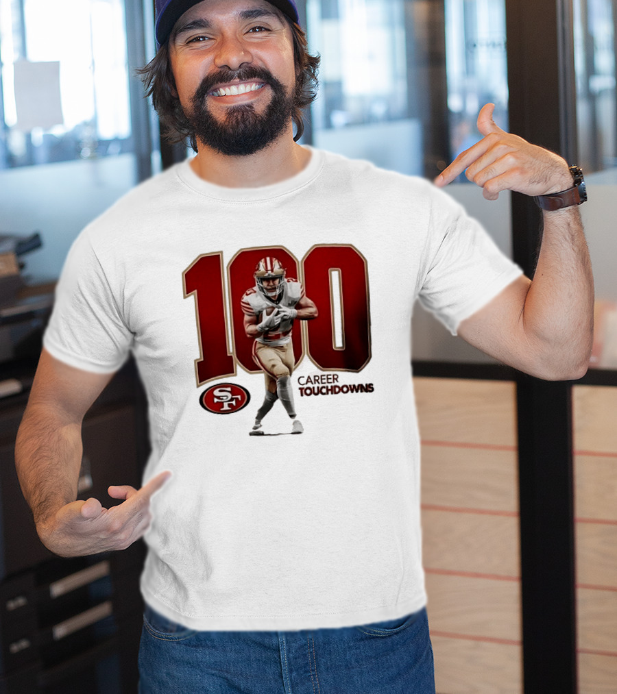 Christian McCaffrey 49ers 100 Career Touchdowns T-Shirt