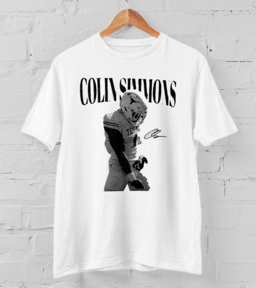 Colin Simmons Texas Longhorns Football Grotesque Sack Celly T-Shirt