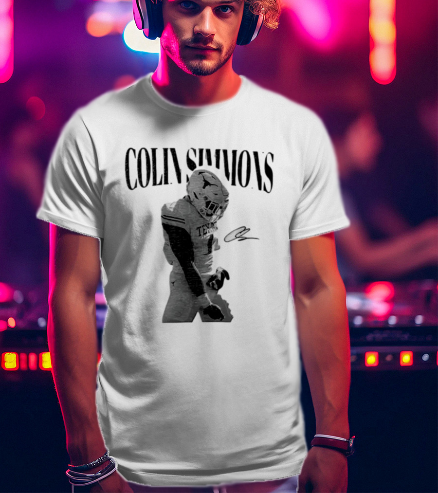 Colin Simmons Texas Longhorns Football Grotesque Sack Celly T-Shirt