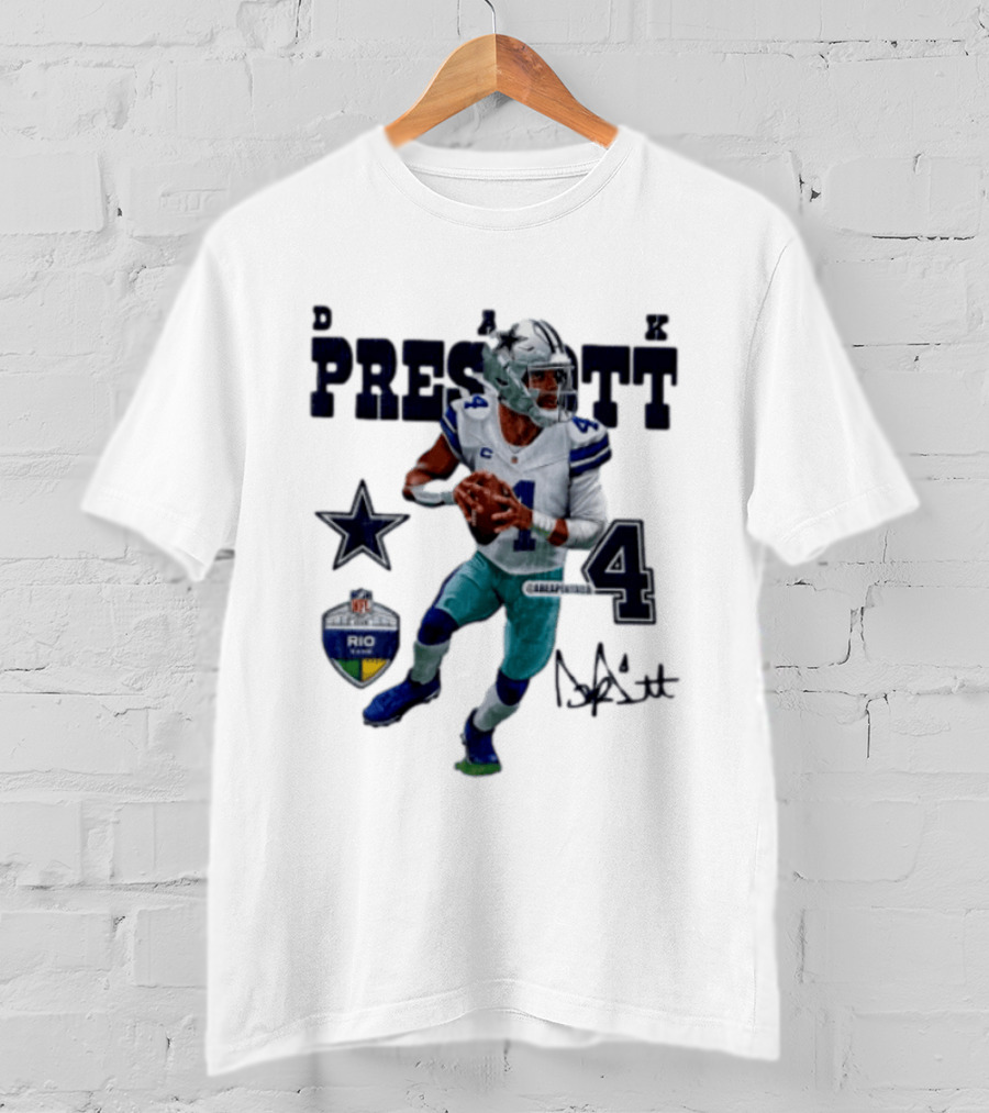 Dak Prescott Dallas Cowboys Quarterback 2026 Football Star Number 4 T-Shirt