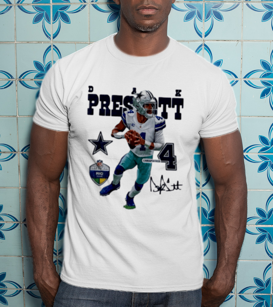 Dak Prescott Dallas Cowboys Quarterback 2026 Football Star Number 4 T-Shirt