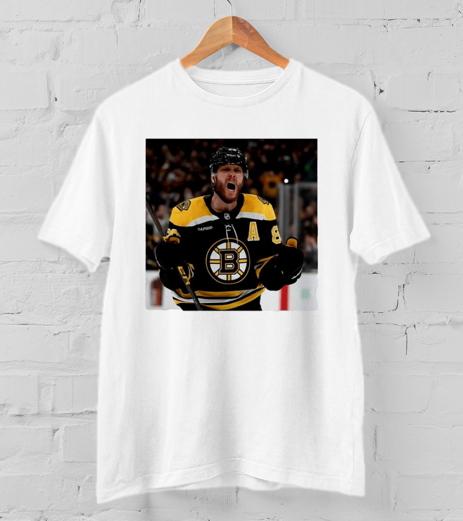 David Pastrnak Bruins Captain Announcement With Iconic Team Jersey Celebration T-Shirt