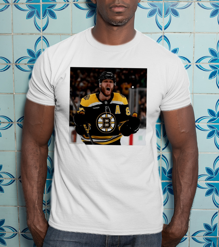 David Pastrnak Bruins Captain Announcement With Iconic Team Jersey Celebration T-Shirt
