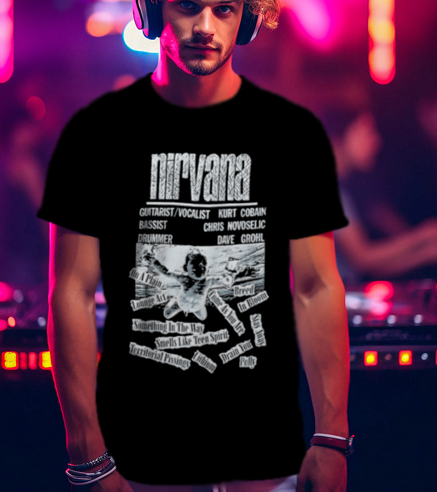 Nirvana Kurt Cobain Krist Novoselic Dave Grohl Spencer Elden Swimming Baby Album T-Shirt