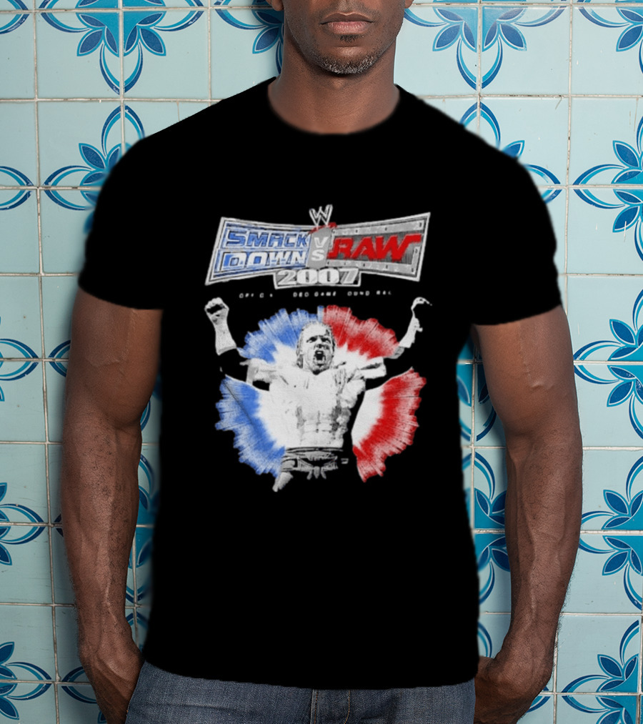 WWE SmackDown Vs Raw 2007 Video Game Soundtrack Fighter Triumph In Blue And Red T-Shirt