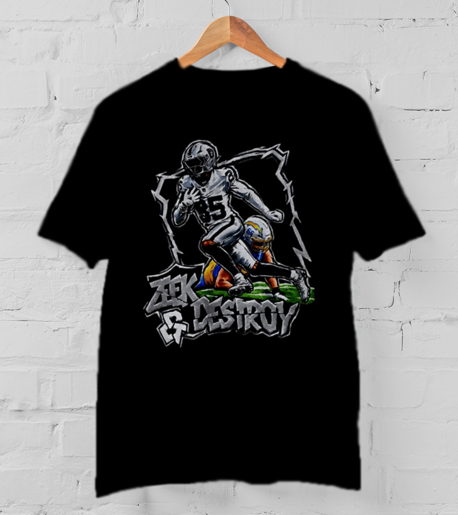 Zeek & Destroy Las Vegas Raiders Vs Los Angeles Rams Football Clash T-Shirt