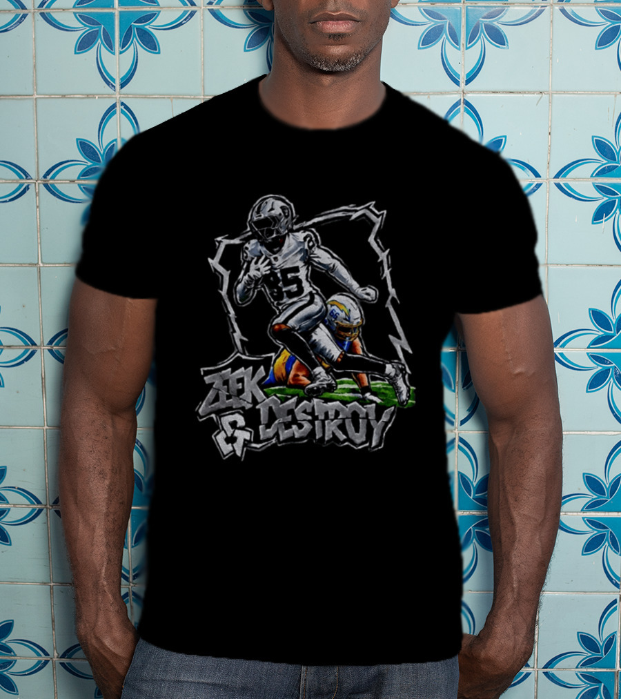 Zeek & Destroy Las Vegas Raiders Vs Los Angeles Rams Football Clash T-Shirt