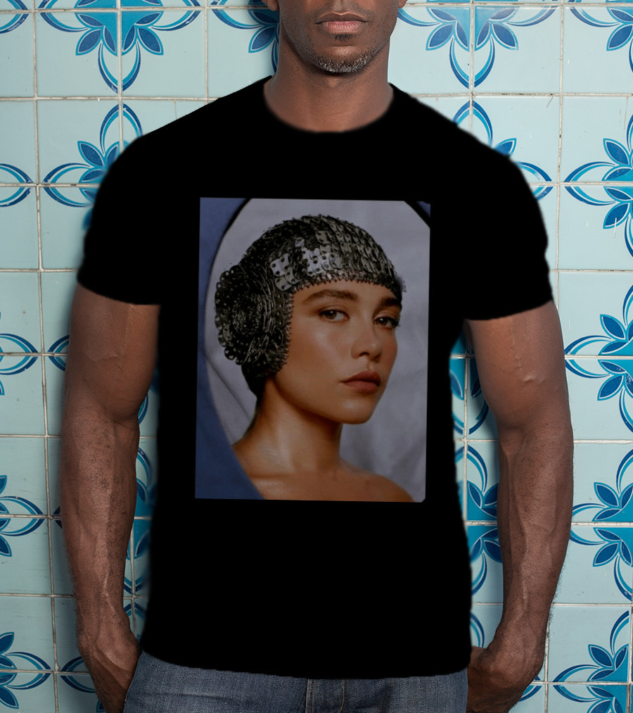 Florence Pugh Stuns On Vanity Fair With Elegant Chainmail Headpiece T-Shirt