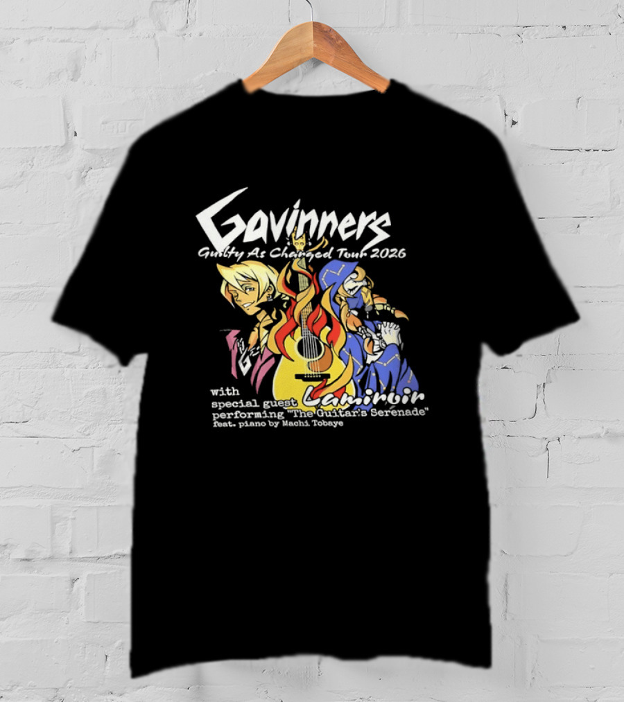 Gavinners Guilty As Charged Tour 2026 Special Guest Lamiroir Performing The Guitar's Serenade Machi Tobaye T-Shirt