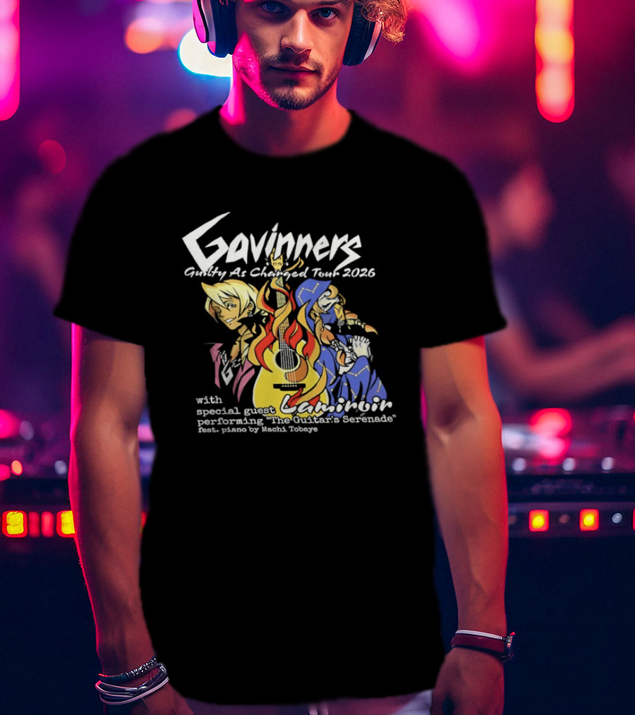 Gavinners Guilty As Charged Tour 2026 Special Guest Lamiroir Performing The Guitar's Serenade Machi Tobaye T-Shirt