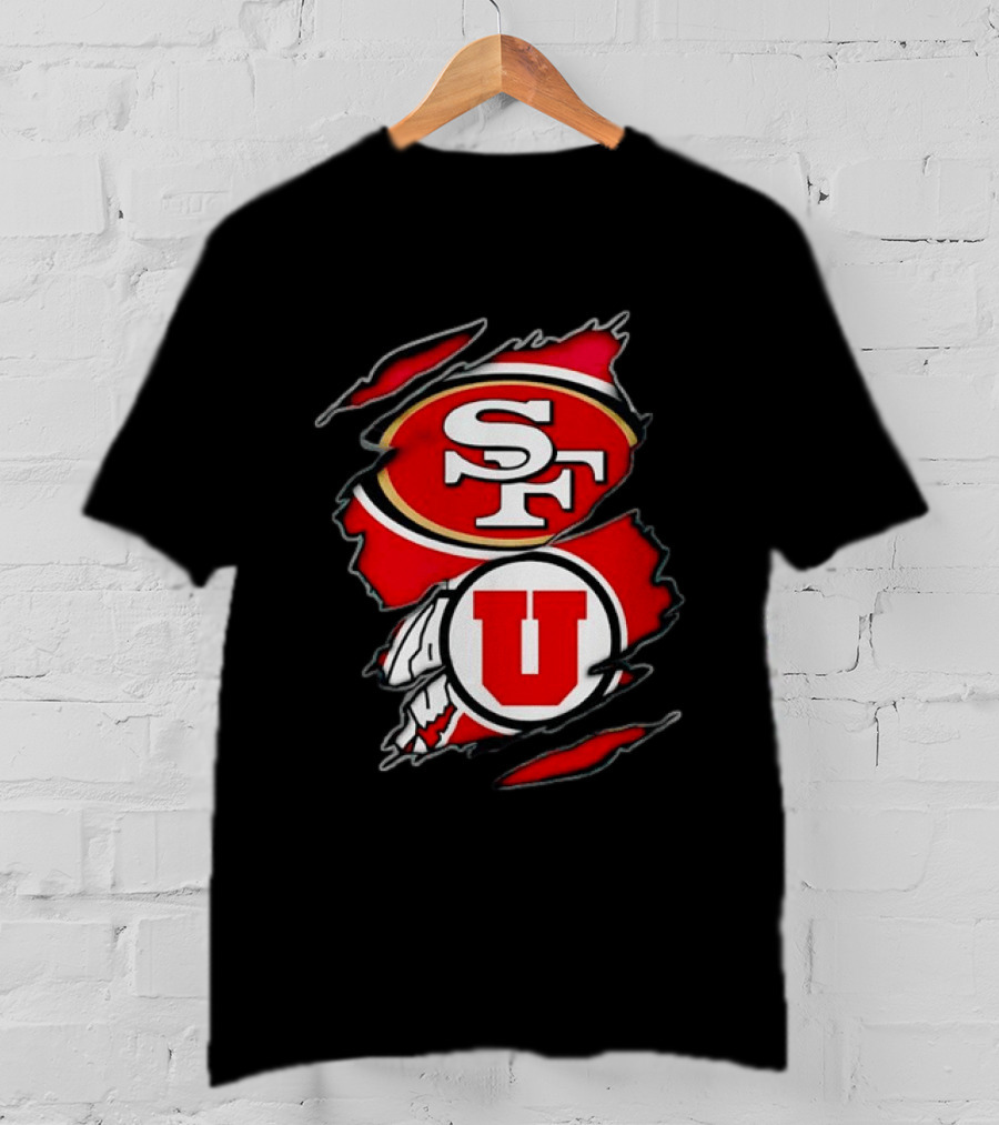 San Francisco 49ers Utah Utes SF U Ripped Combination T-Shirt