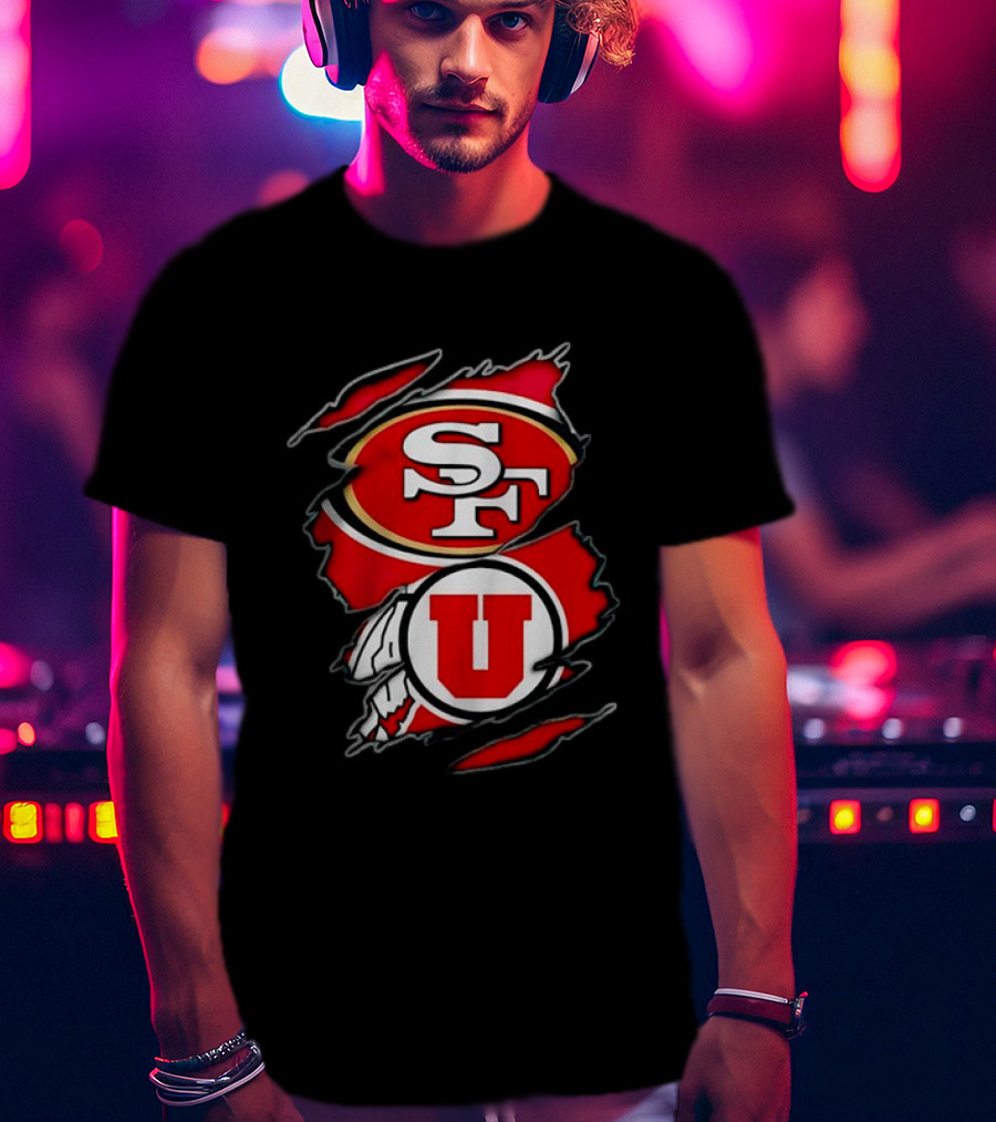 San Francisco 49ers Utah Utes SF U Ripped Combination T-Shirt