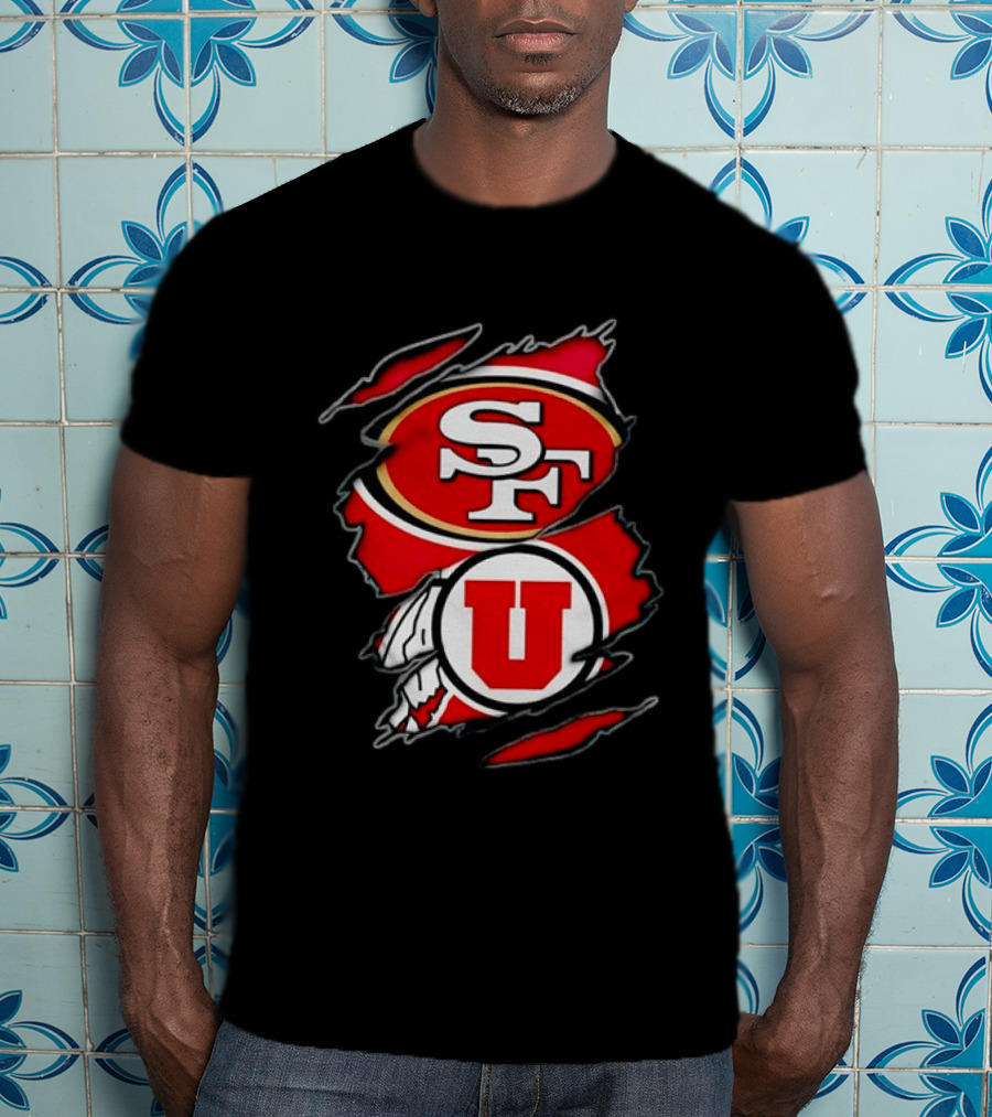 San Francisco 49ers Utah Utes SF U Ripped Combination T-Shirt
