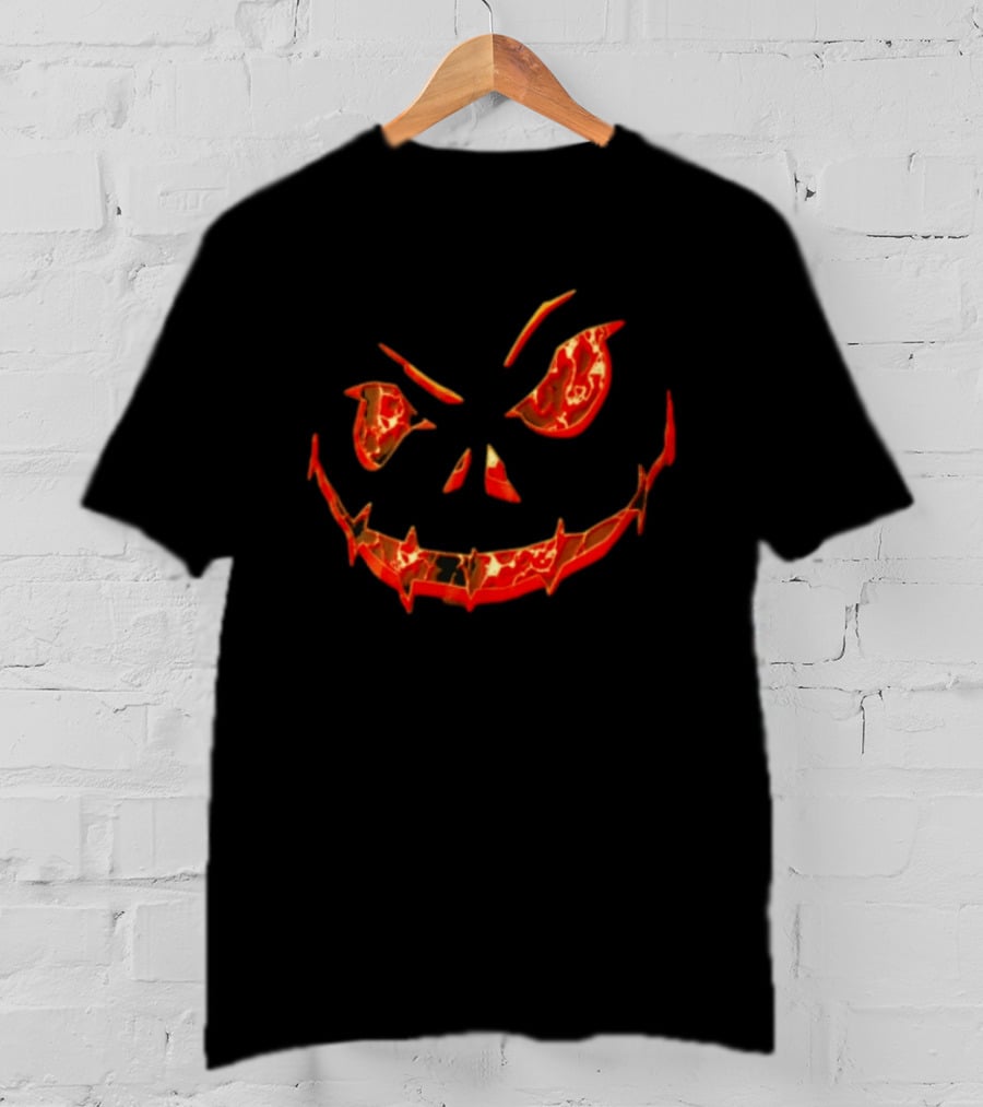 Halloween Evil Pumpkin Face Spooky Grinning Jack O'Lantern T-Shirt
