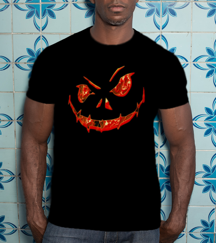 Halloween Evil Pumpkin Face Spooky Grinning Jack O'Lantern T-Shirt