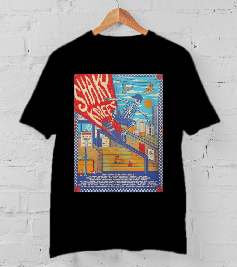Shaky Knees Music Festival 2026 Atlanta Piedmont Park Lineup Featuring Twenty One Pilots The Strokes Gorillaz T-Shirt