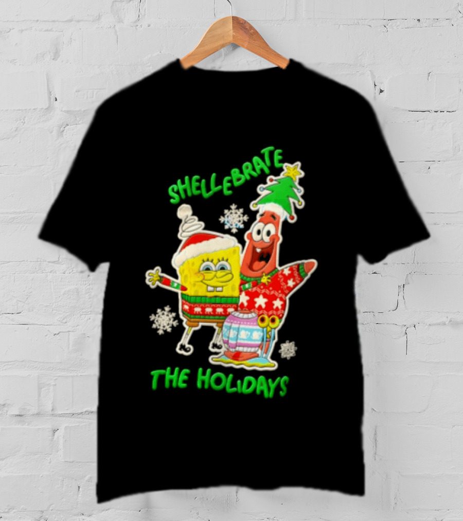 Shellebrate The Holidays With SpongeBob SquarePants And Patrick Star Festive Sweaters T-Shirt